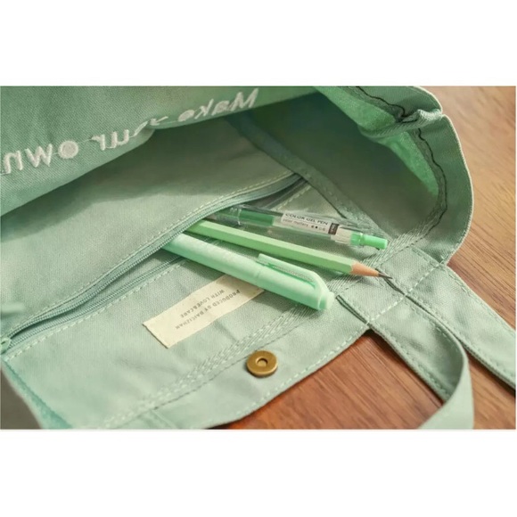 NWT BCZ Blue Green Canvas Shopping Tote Bag - Picture 6 of 8